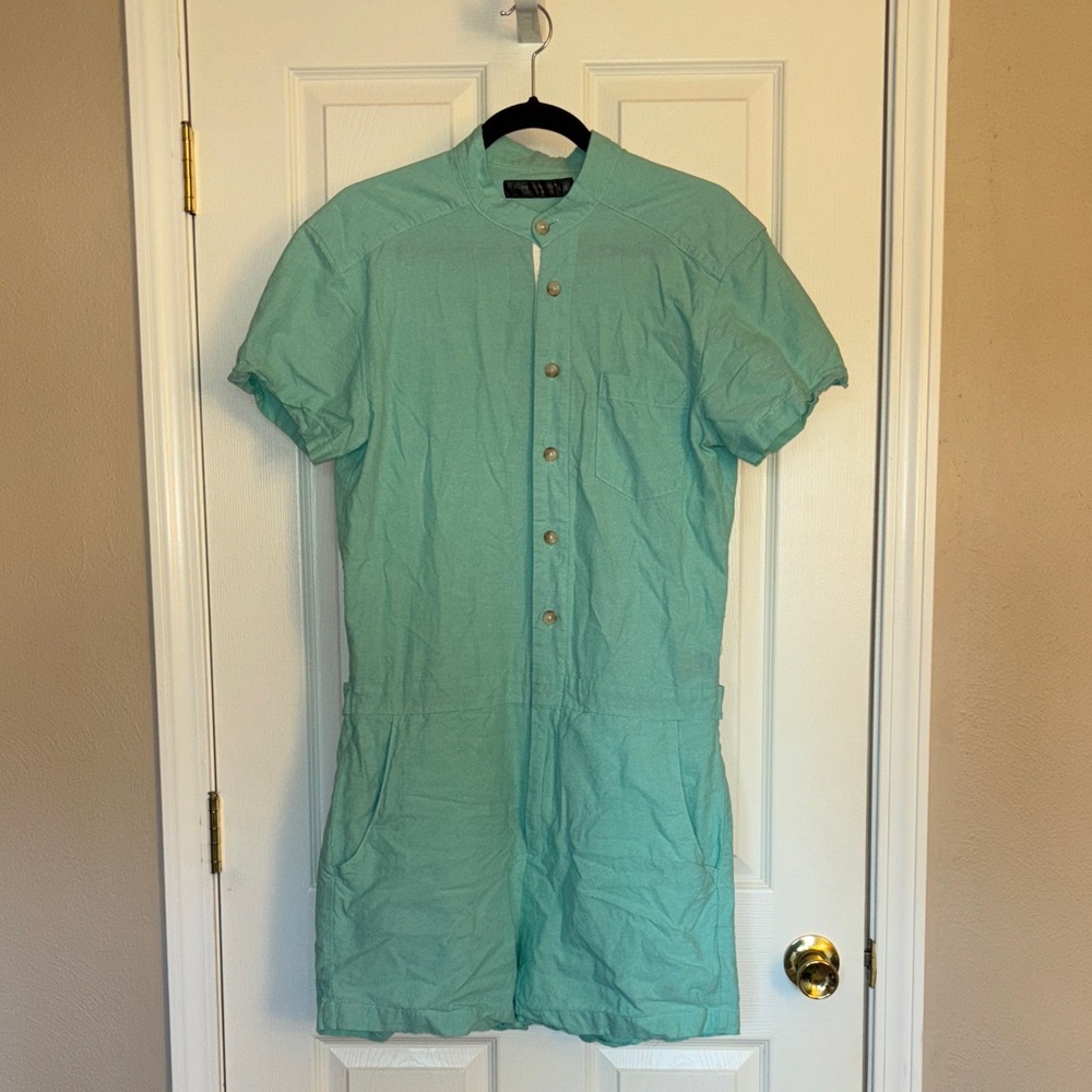 Mint Green Button-Up Romphim (Men’s Romper)